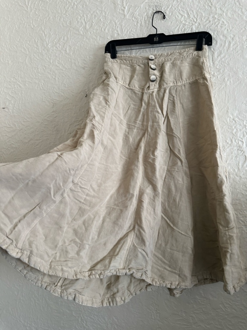 Zara Khaki Button Front Midi Skirt Small Linen Blend - Picture 3 of 7